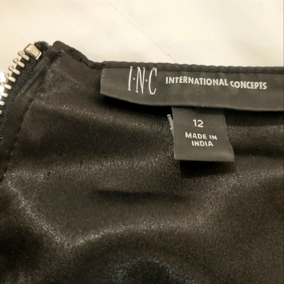 INC International Concepts Faux Leather Polyester Black Dress Size 12 - Picture 10 of 11